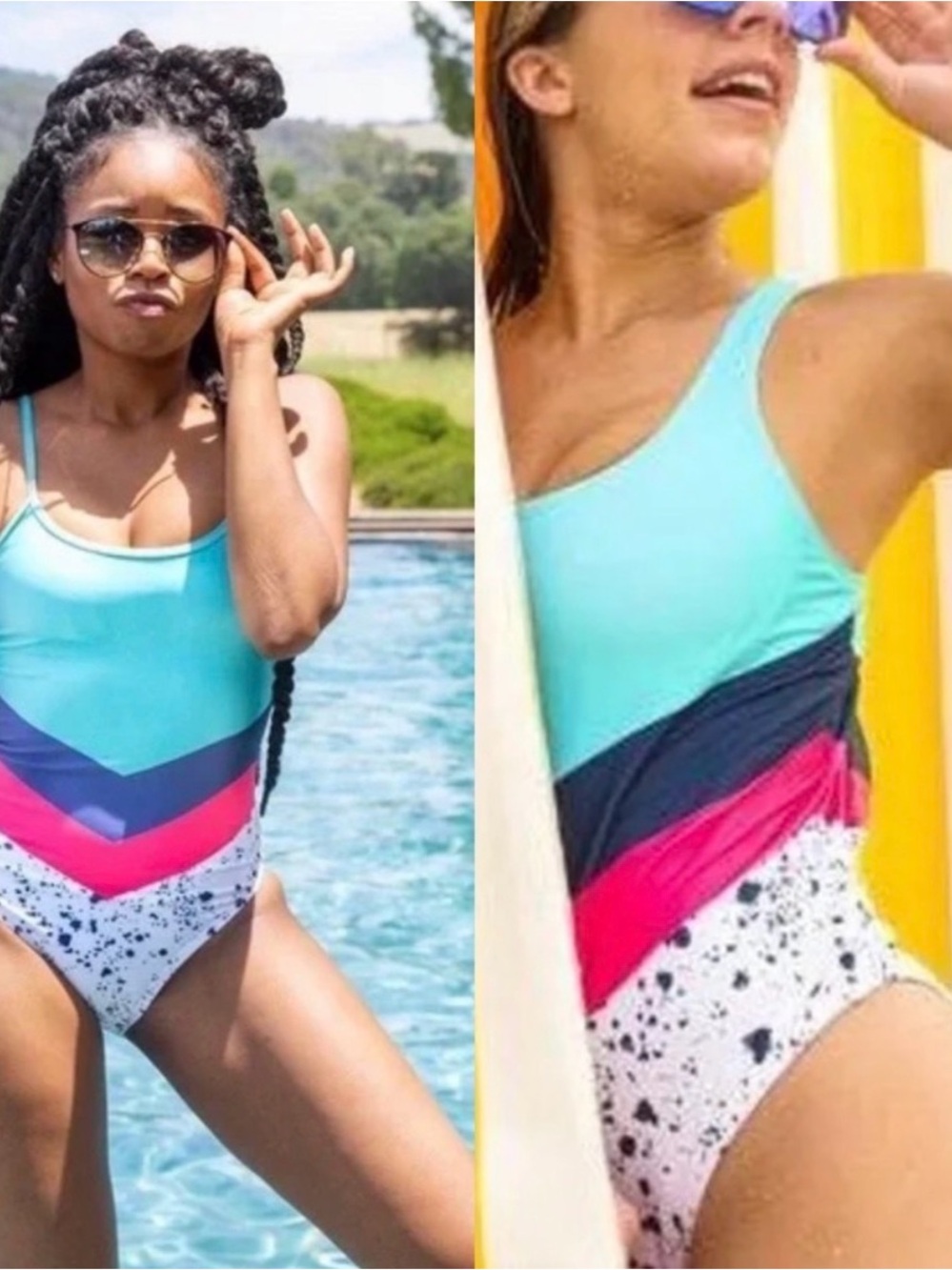 NWOT CHUBBIES Bathing Suit The Splash Down One Piece 80's 90's Speckled S
